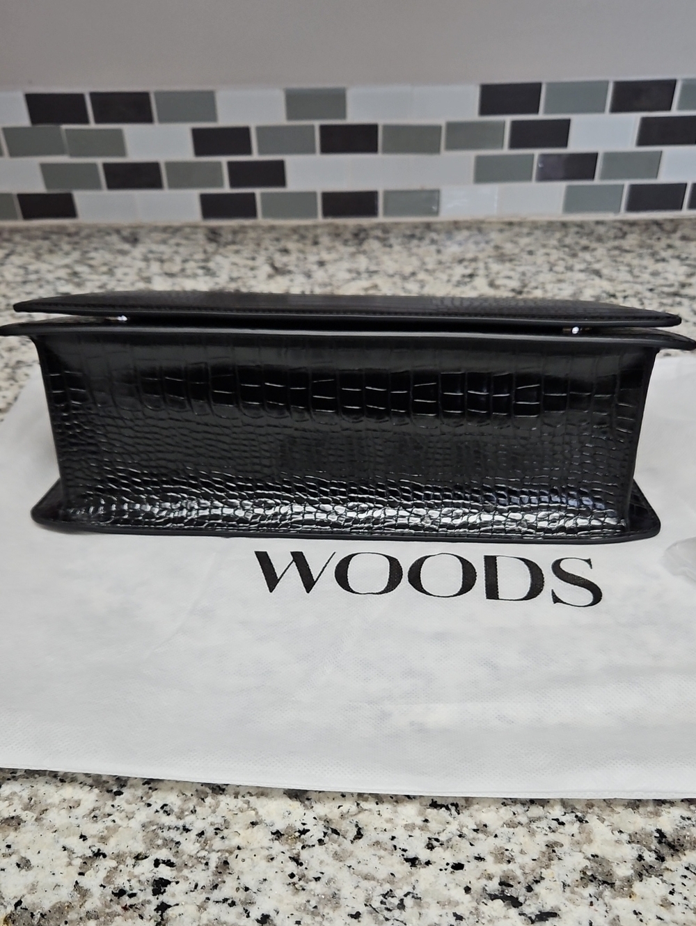 WOODS BY JORDYN MINI TUX CLUTCH, BLACK CROC EMBOSSED - Picture 5 of 5